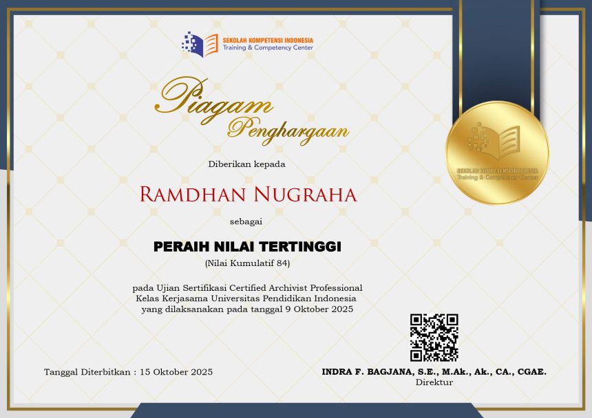 Tenaga Kependidikan DIKMAWA FK UPI Raih Nilai Tertinggi pada Sertifikasi Certified Archivist Professional 2025