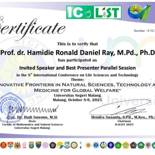 Dekan FK UPI Raih Penghargaan Best Presenter di Konferensi Internasional ICoLiST dan IPSAM 2025