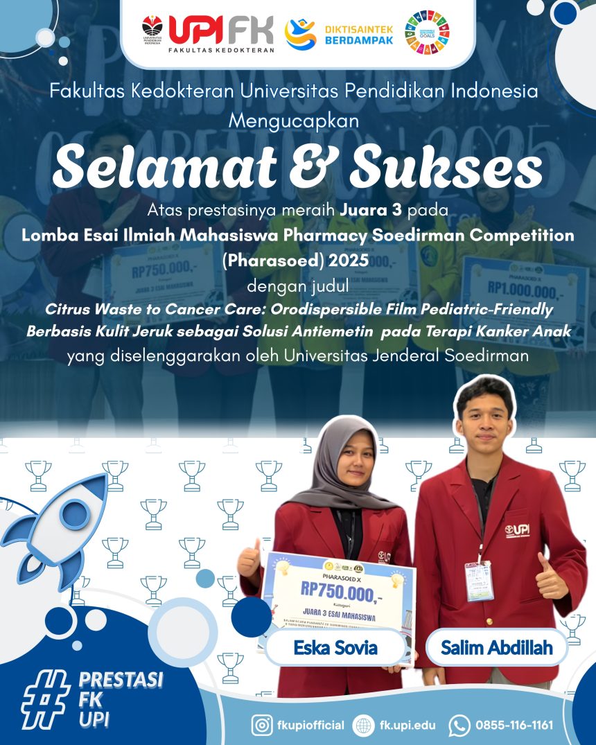 Mahasiswa FK UPI Raih Juara 3 Lomba Esai Ilmiah Nasional Pharasoed 2025