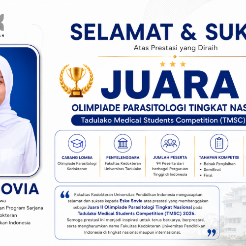 Eska Sovia Raih Juara II Olimpiade Parasitologi Tingkat Nasional pada Tadulako Medical Students Competition (TMSC) 2026